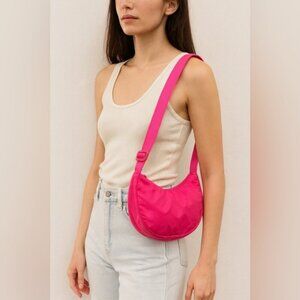Crescent Women's Bright Pink Nylon Shoulder Bag Medium